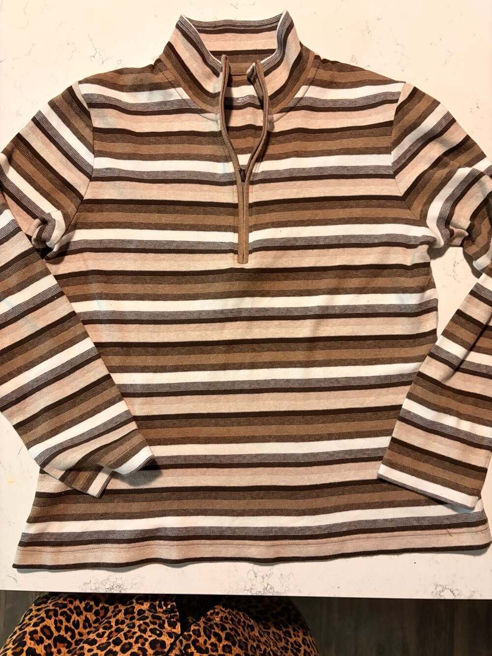 Croft & Barrow Striped Quarter-Zip Pullover Sweater Size M